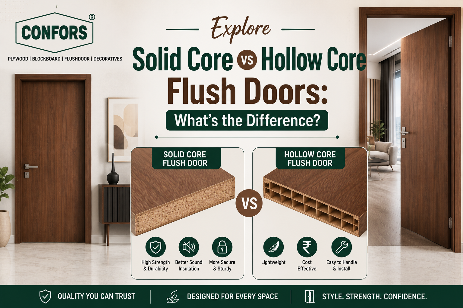 Explore Solid Core vs Hollow Core Flush Doors