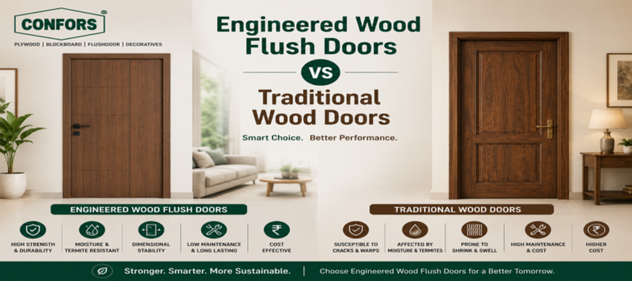 Engineered Wood Flush Doors vs Traditional Wood Doors
