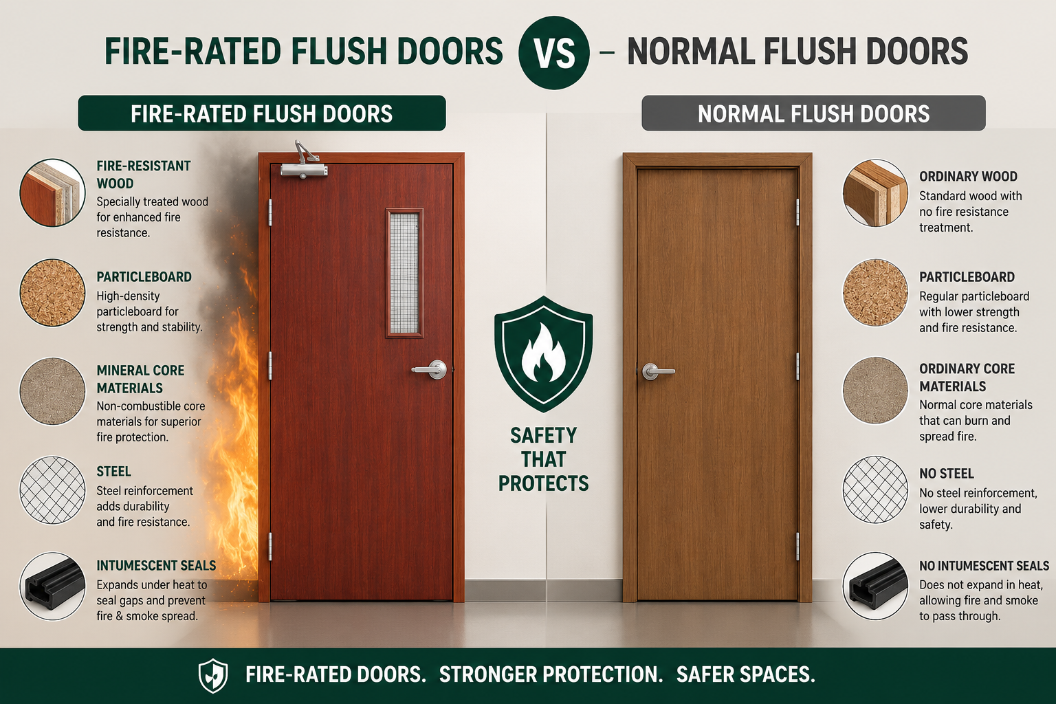 Fire-Rated Flush Doors vs Normal Flush Doors