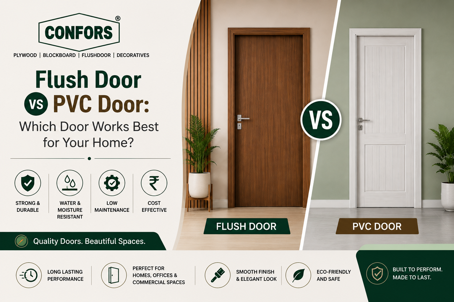 Flush Door vs PVC Door
